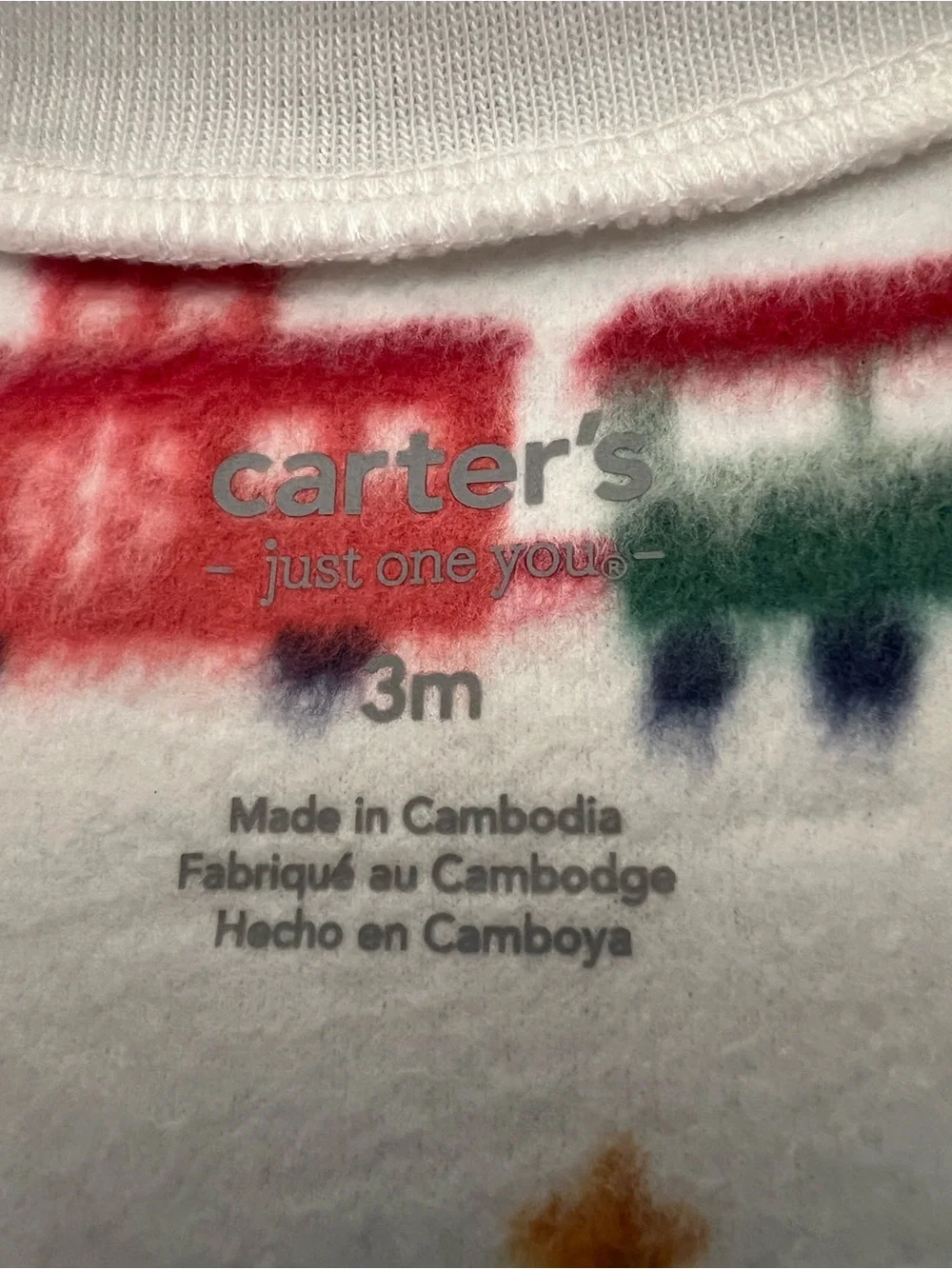 Carter's White Fleece Holiday Footed One-Piece with Santa & Train Print